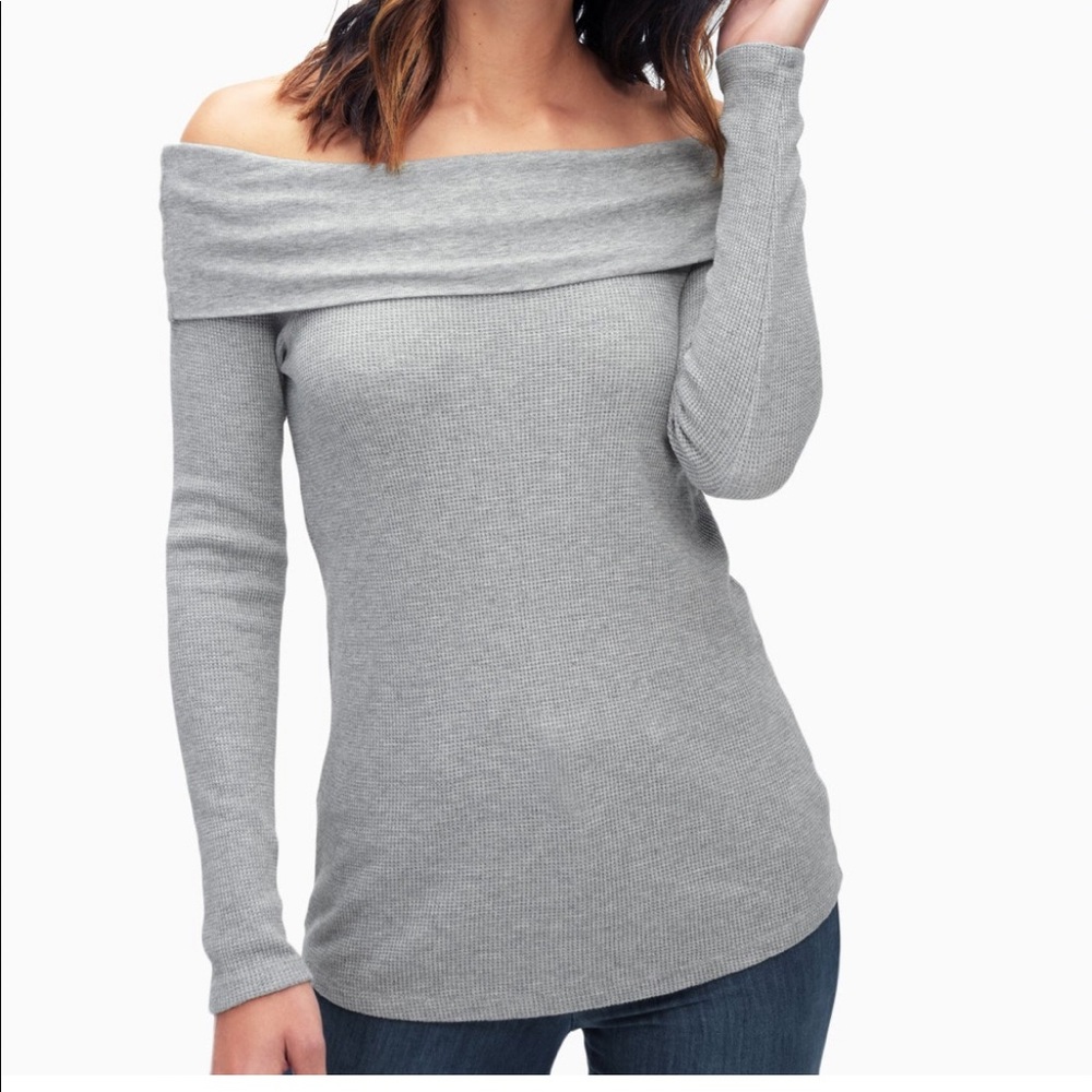 NWT Splendid waffle knit off shoulder top size XS